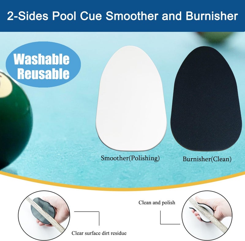 OMTRS Pool Table Brush for Felt, Pool Table Cleaning Kit with Pool Cue Shaft Cleaning, Pool Cue Smoother and Burnisher, Cloth and Pool Stick Slicker, Ferrule Polishing Cotton Billiard Pool Accessories - Image 5